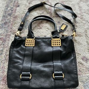 Badgley Mischka black vegan soft leather crossbody with gold hardware